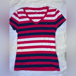 Large Stripped Pink white and blue Tommy Hilfiger shirt only worn once